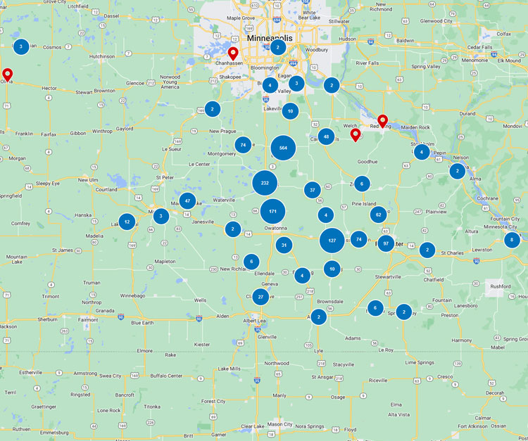 Service Areas Map